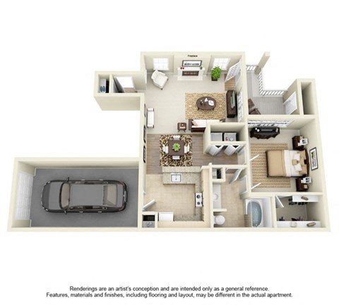 Floor plan for 1 bed, 1 bath, 795 sqft